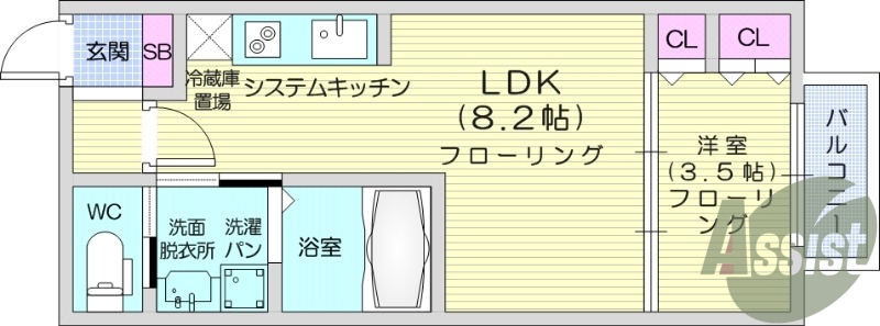 1LDK、インターネット無料、BS、防犯カメラ