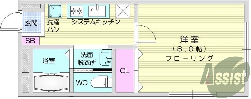1K、エアコン、バストイレ別、宅配ボックス、インターホン
