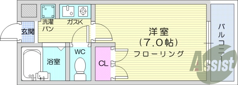 1K、オートロック、インターネット使用料無料。