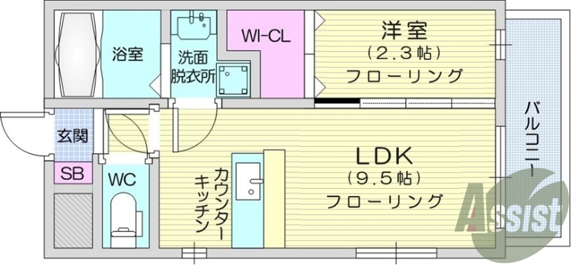 1LDK、オートロック付き、宅配ボックス、エアコン付き