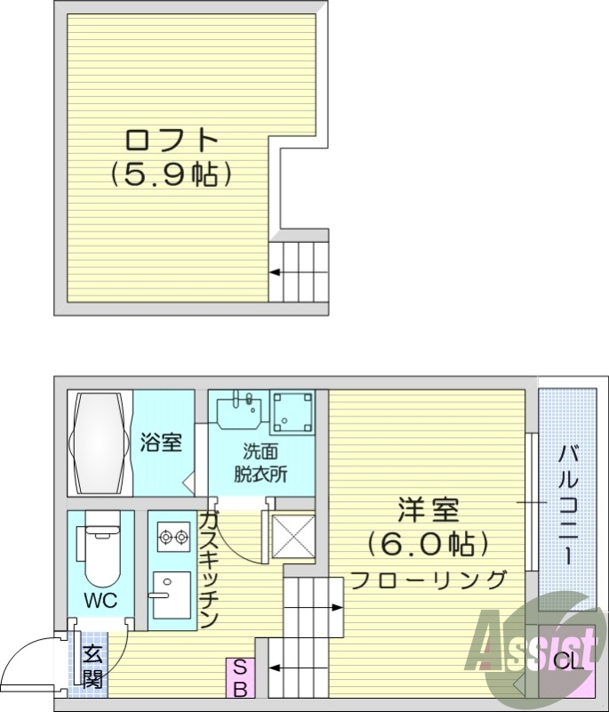 1K、エアコン、室内洗濯機置場、トイレ浴室別、収納