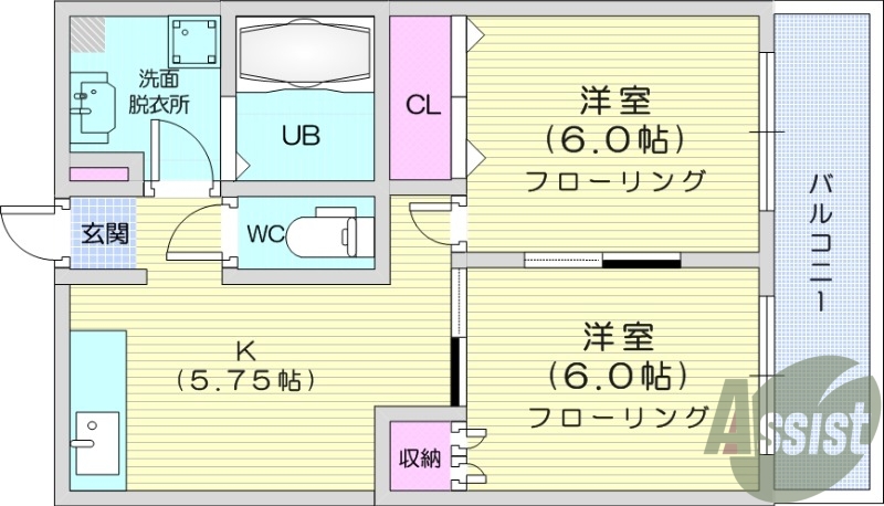 ２Ｋ、エアコン、ＴＶモニターフォン、システムキッチン