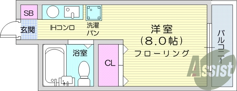 1R、南向き、インターネット無料、エアコン、照明器具