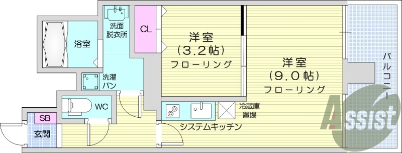 1LDK、オートロック、防犯カメラ、宅配ボックス