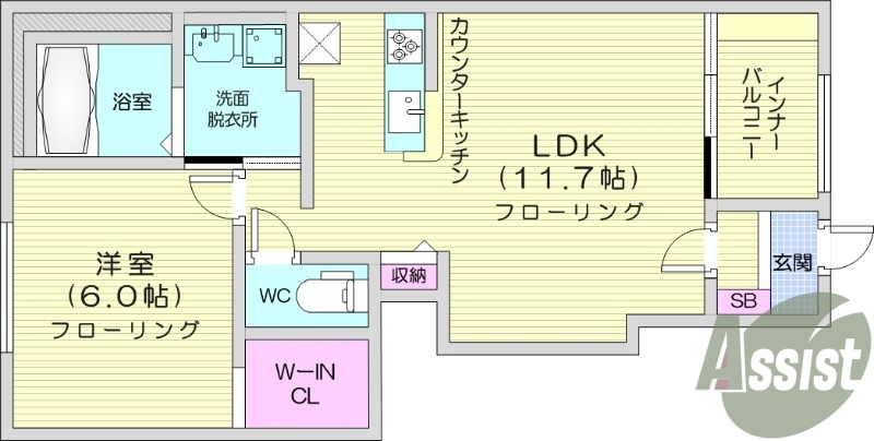 １LDK、エアコン２基、ネット無料、宅配ボックス