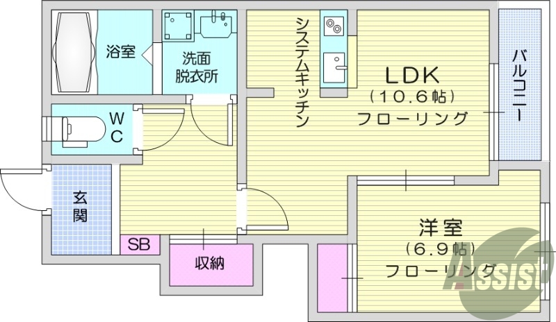 1LDK、オール電化、カメラ付きインターホン、角部屋