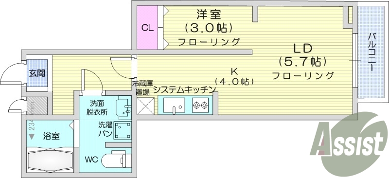 １LDK、2口IH、追い焚き、浴室乾燥機、TV付インターホン