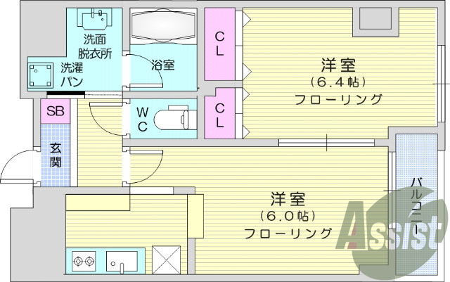 1LDK、浴室乾燥機、追焚機能、独立洗面台、バルコニー