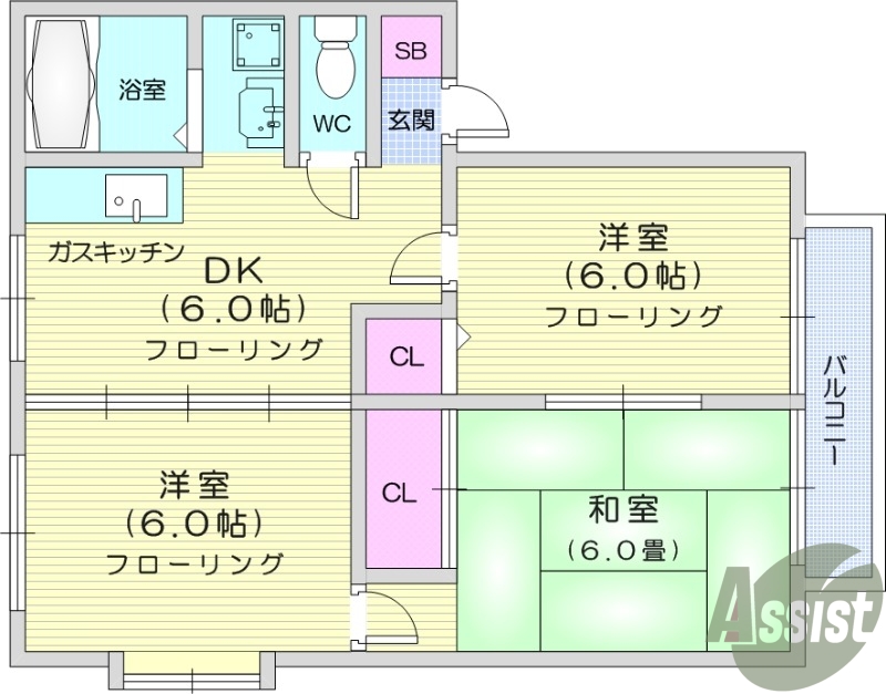 写真は別室です。3DK、独立洗面台、エアコン、バストイレ別、