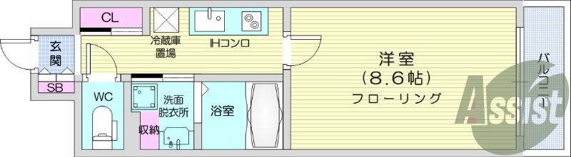 1Ｋ、ＩＨ2口コンロつき、シャンプードレッサー