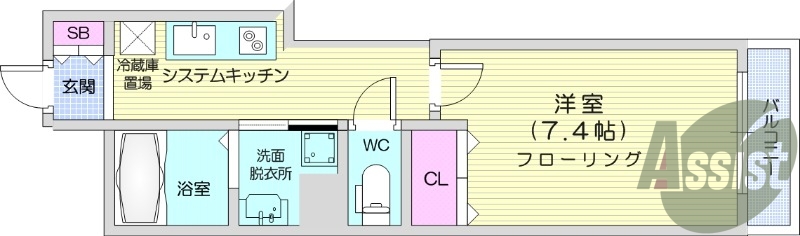 1K、追い焚き機能付き浴室、独立洗面化粧台有