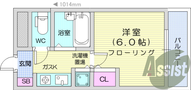 1K、エアコン、バルコニー、オートロック