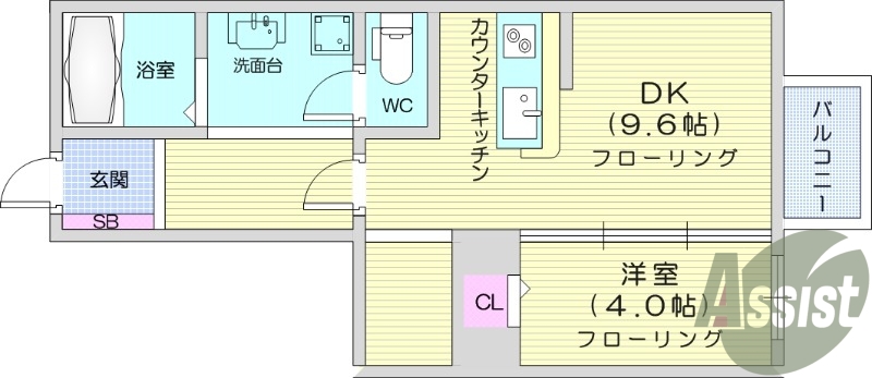 1SLDK、独立洗面台、ウォークインクローゼット