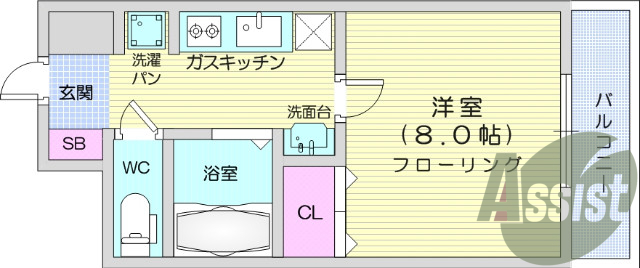 1Ｋ，システムキッチン、シャンプードレッサー、エアコン