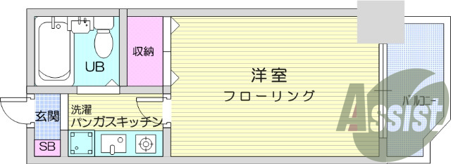 1K、エアコン、オートロック、エレベーター