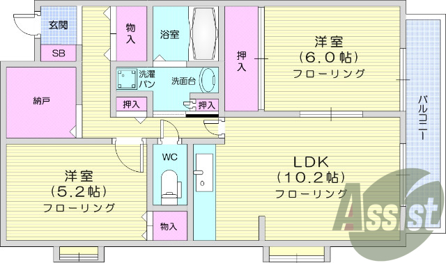 1LDK、BSアンテナ、駐輪場、室内洗濯機置場