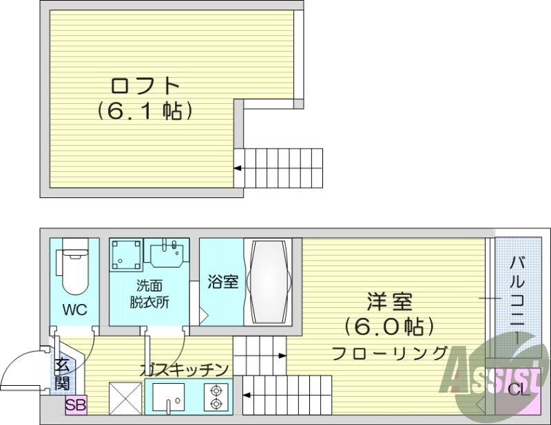 1K、エアコン、室内洗濯機置場、トイレ浴室別、収納
