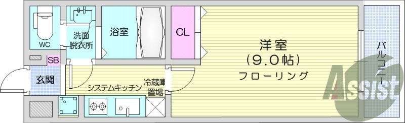 1K、オートロック、独立洗面台、浴室乾燥機付き、エアコン