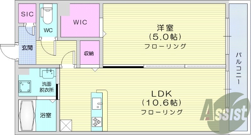 1LDK、モニター付きインターホン、オートロック☆