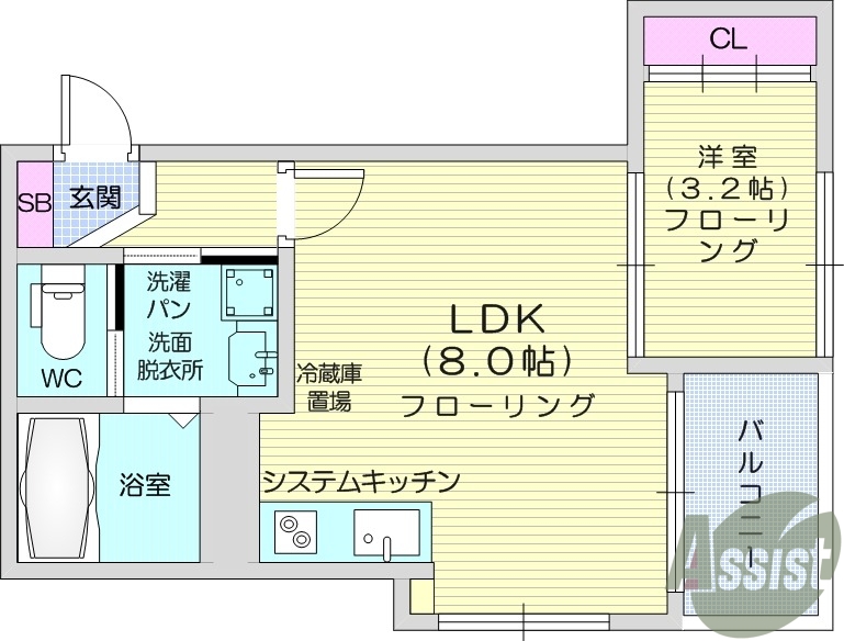 1LDK、オートロック、ペット可、ネット無料