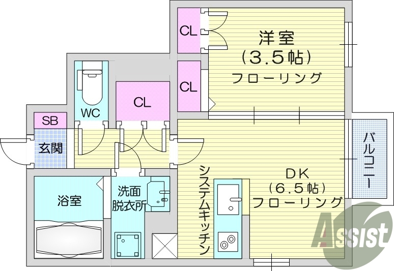 1DK、角部屋、浴室乾燥機、追い焚き給湯、IHコンロ