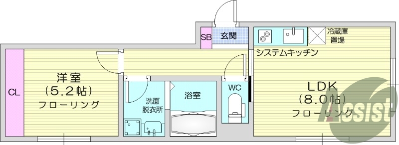 1LDK、オートロック、ペット可、ネット無料