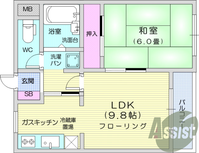 1ＬＤＫ、ガスコンロ付き、モニターホン、都市ガス、エアコン