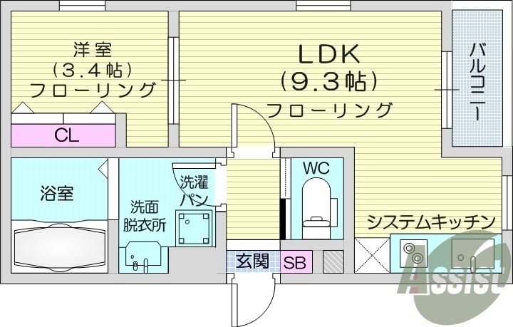 1LDK、浴室乾燥、宅配ボックス、オートロック、エアコン