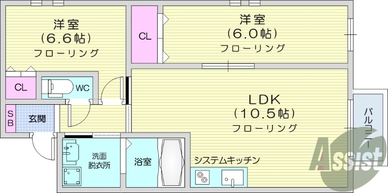 2LDK、IHコンロ、追い焚き、独立洗面台、ネット無料