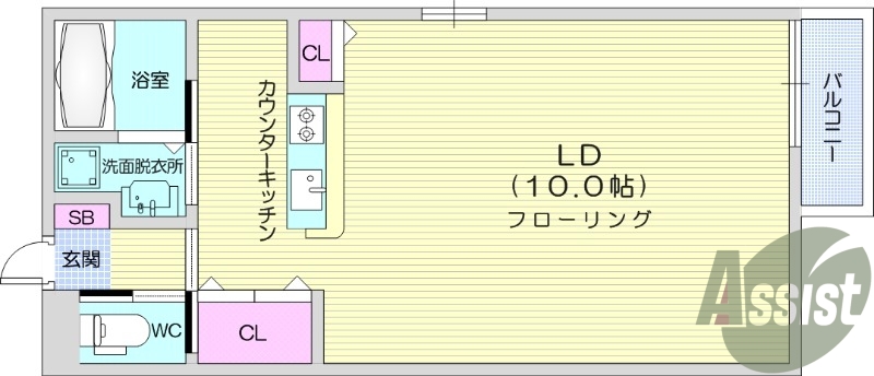 ワンルーム、家具家電付き、モニターインターホン
