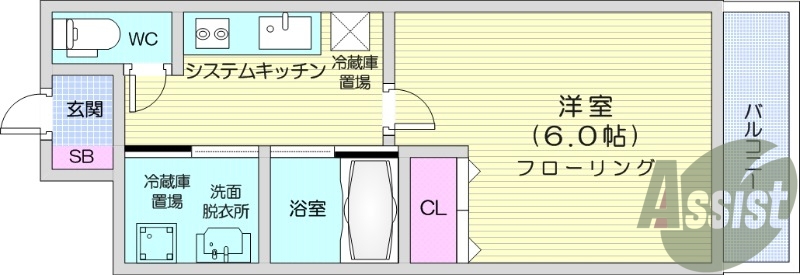 1K、マンションタイプ、ペット飼育可、フローリング