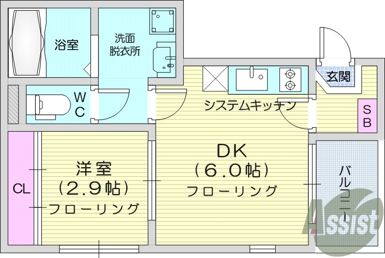 1DK、ネット無料、追い焚き、オートロック、宅配BOX。