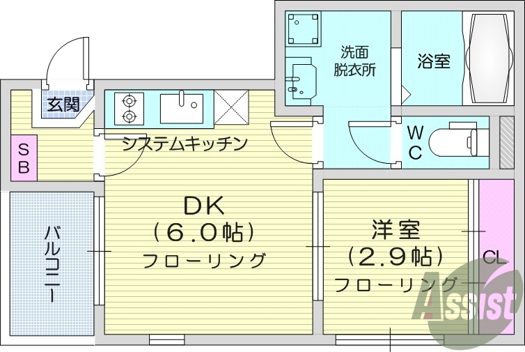 1DK、ネット無料、追い焚き、オートロック、宅配BOX