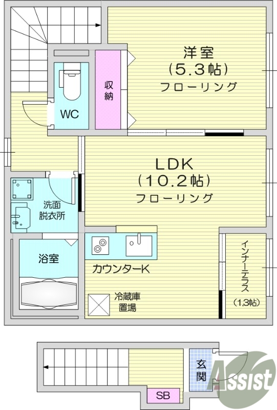 1LDK　宅配ボックス　浴室乾燥機　追焚機能　宅配ボックス