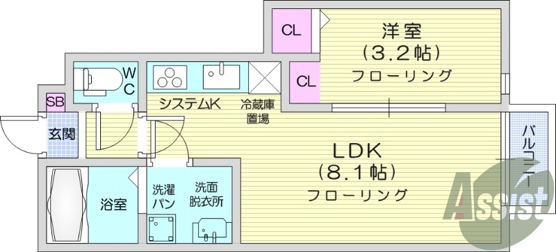 1LDK、ネット無料、IH、防犯カメラ、浴室乾燥。追い焚き
