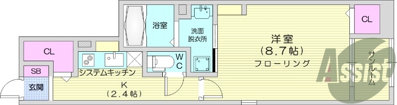 1K、追い焚き、オール電化、ネット無料、宅配BOX。