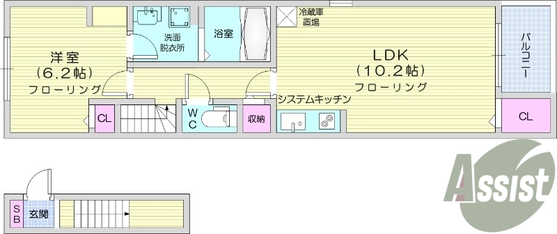 1LDK、ネット無料、オール電化、防犯カメラ、宅配BOX。