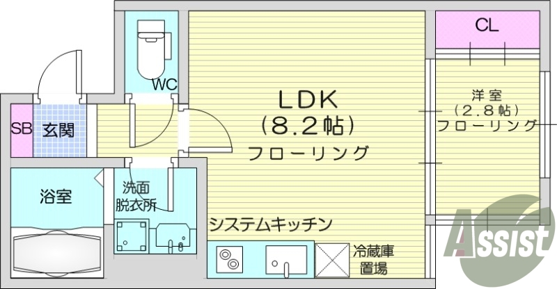 1LDK、オートロック、ペット可、ネット無料