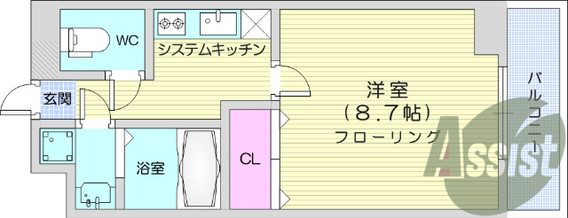 1LDK、オートロック、モニター付きインターホン、エアコン