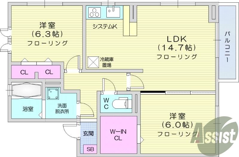 2LDK　追い焚き機能　浴室乾燥機　インターネット無料