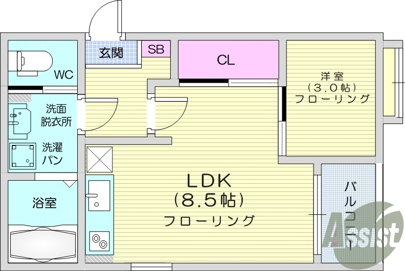1LDK、浴室乾燥、追い焚き機能、独立洗面