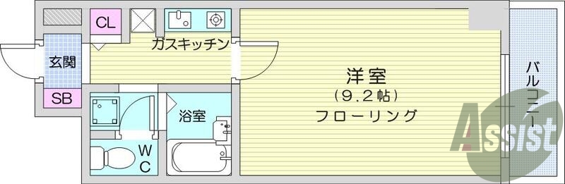 1K、バストイレ別、エレベーター、エアコン、インターホン