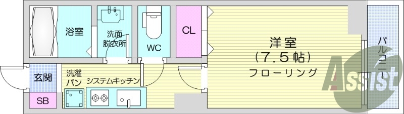 1K、ネット無料、独立洗面台、浴室乾燥機付き。