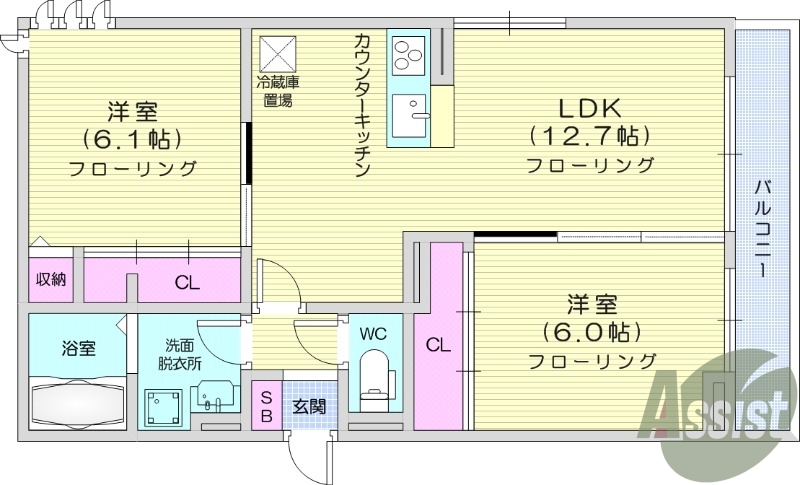 2LDK　追い焚き機能　浴室乾燥機　インターネット無料