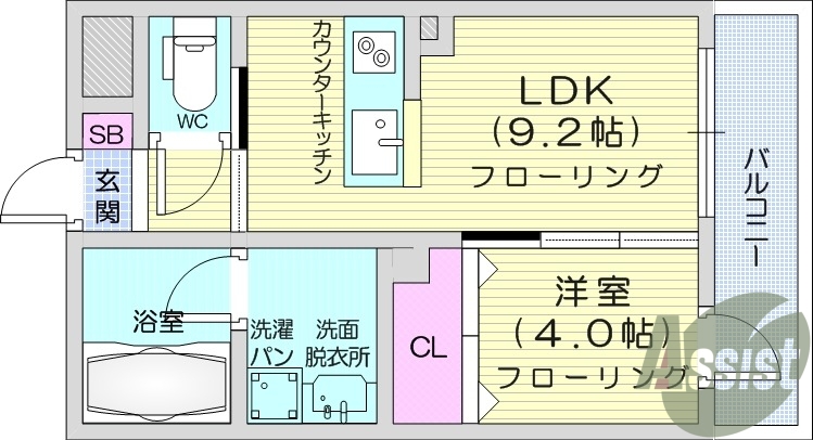 1LDK、IH、浴室乾燥、追い焚き、オートロック、エアコン