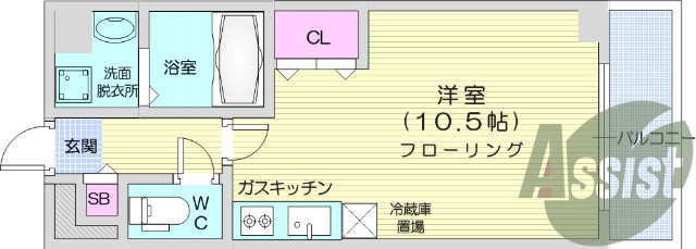 １R、独立洗面台、シューズボックス、ウォシュレット