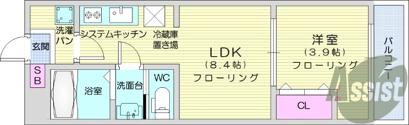 1ＬＤＫ、モニター付きインターホン、独立洗面台、オートロック