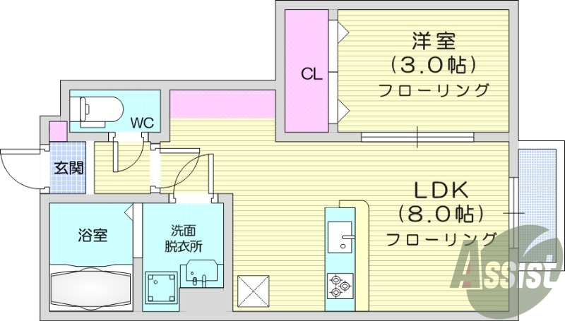１LDK、エアコン、独立洗面台、防犯カメラ