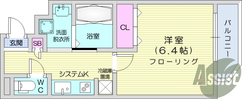 1K、ペット飼育可能、ウォークインクローゼット