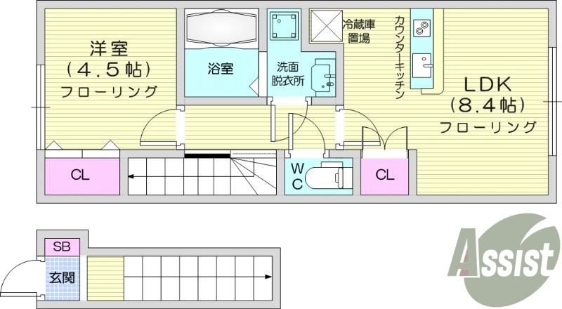 1LDK、ペット可能、追炊き、ネット無料、IH、独立洗面台